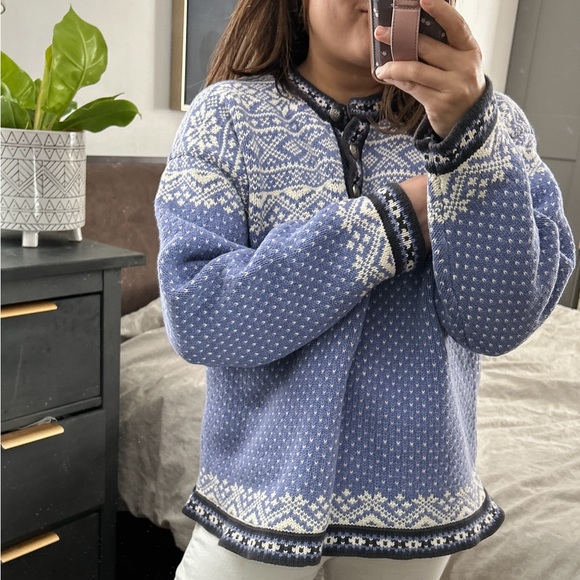 Vintage Eddie Bauer Front 1/2 Clasp Fair Isle‎ Pullover Knitted Sweater. … - Picture 10 of 11